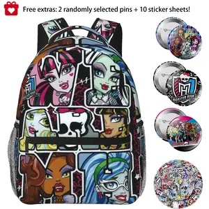 Casual Monster high Outdoor Backpack Monster high dolls Laptop Daypack Aesthetic Plush Print Monster high doll Travel Backpack for School Work Camping Women Men, Ideal for Music Festivals, Birthday Gifts & Christmas
