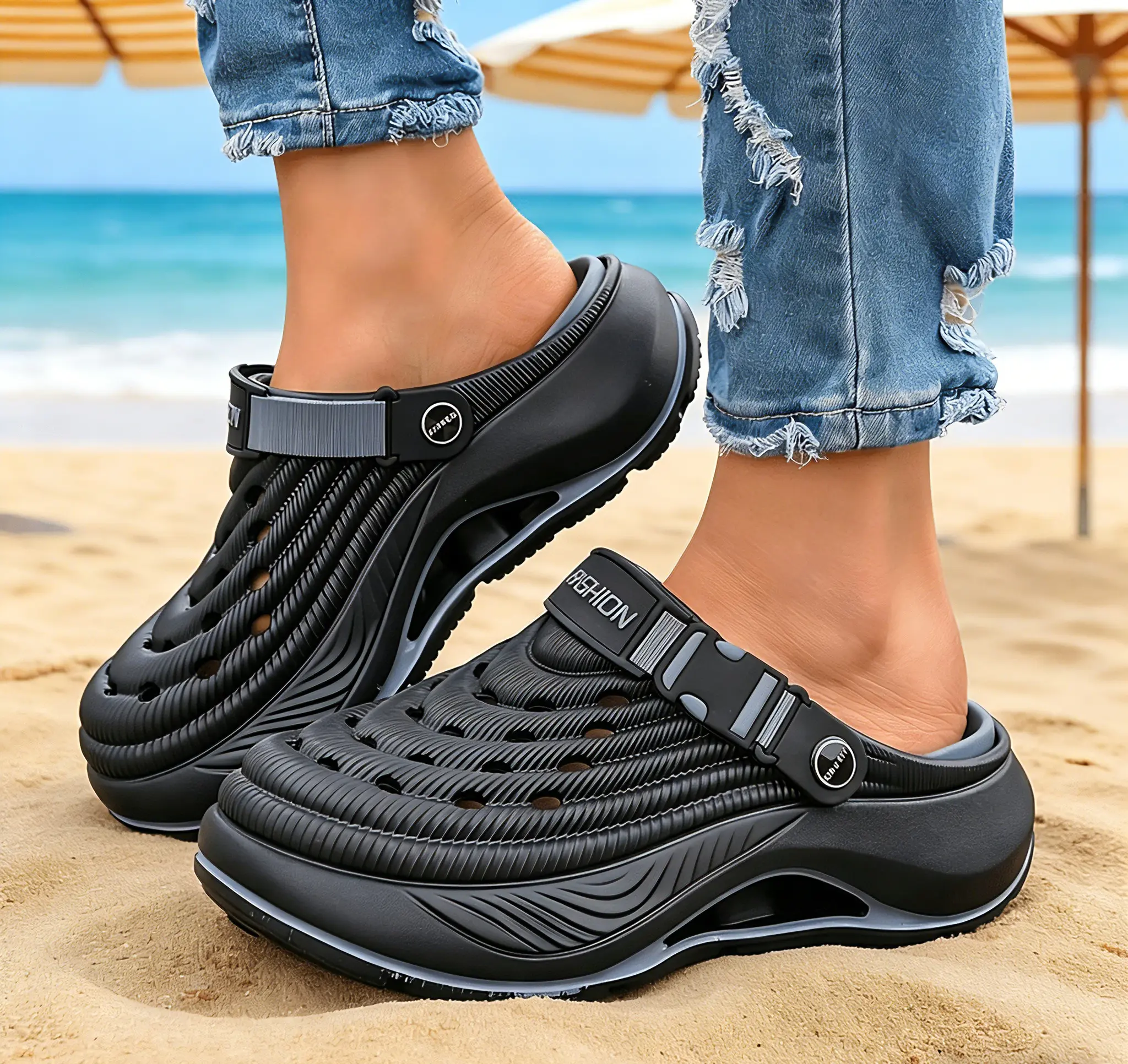 Men's Stylish Chic Minimalist Summer Footwear, Soft Comfortable Sole Slippers, Versatile Travel Beach Casual Shoes for Back-to-School Use, Slipper, Street Chic, All-Seasons