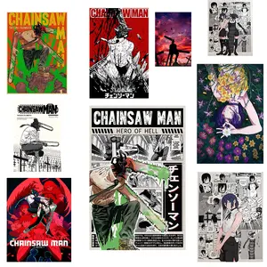 Chainsaw Man Anime Manga Poster, Dark Japanese Aesthetic Wall Art Prints for Bedroom & Home Decor, Stylish Home Supplies Gift for Manga Fans