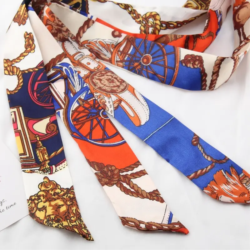 LOVEVOOK Versatile long scarf for bag binding, 3 pieces in random mixed colors, bow headband, ribbon, gift box souvenir binding.