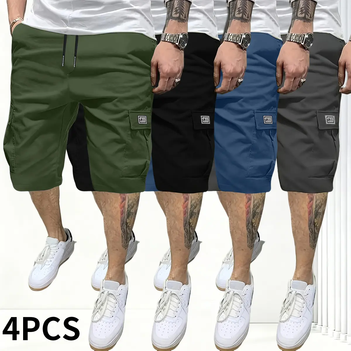 Military Green + Black + Blue + Gray