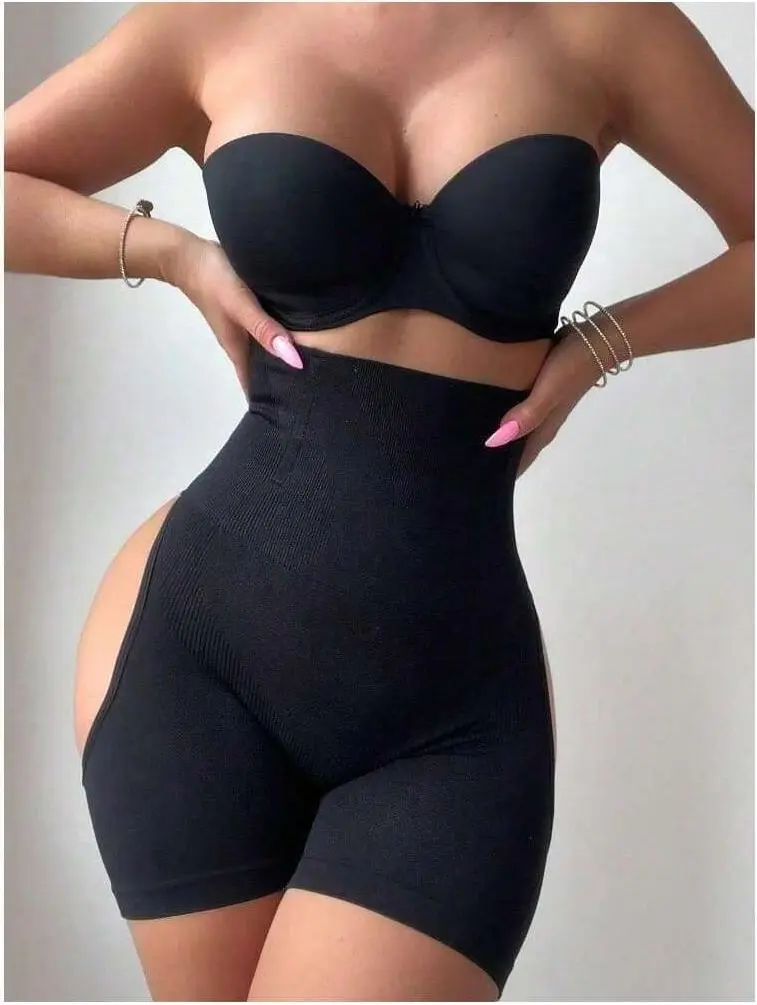 High-Waisted Thigh Slimmer Shapewear with Cutout Design - Seamless Tummy Control Shorts for a Curvy, Confident Silhouette
