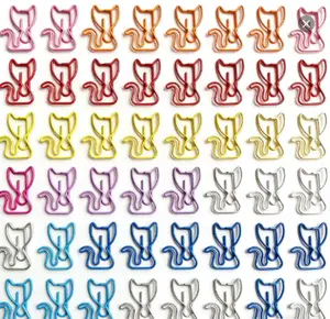 50PCS Alien Paper Clip Office Document Bookmark Clip Alien Color Airplane Paper Clip Metal Cute Cat Wanzi Clip