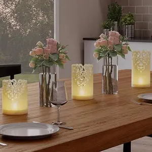 Hastings Home LED Candles with Remote Control Set of 3 - Ivory