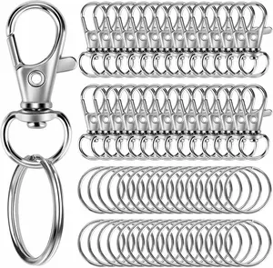 Mother Day Gift 60PCS Keychain Making Kit, Including 30PCS Keychains Clips Hooks and 30PCS Key Chain Rings, Lobster Claw Clasps with Keychains Rings Accessories for Jewelry Making
