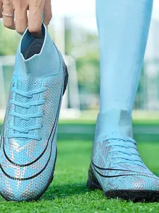 1 Pair High-Top Professional Turf Soccer Training Shoes | Unisex for Teens & Adults | Textured Upper + Skin-Friendly Lining | Anti-Slip Outsole + Toe Protection | Perfect for School Soccer Classes, Amateur Matches – A Favorite for Players