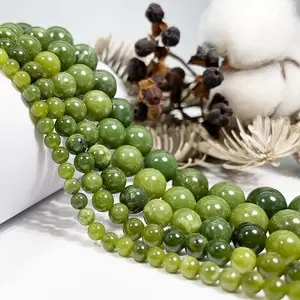 Natural Green Jade Gemstone Smooth Round Loose Beads For DIY Jewelry Making Desig Handmade Crafts Bracelet, Necklace, Earrings AAA Quality 15.5 Inches Long, Semi Precious Stone, Spacer beads