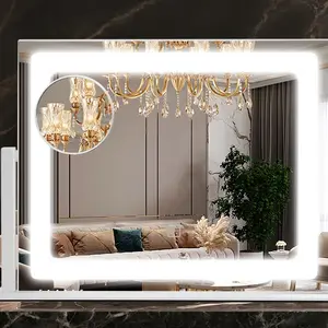 Bearolve Lighted Vanity Mirror (14x11 in Metal Frame) - Single Item, Touch Control, 3 Color Light Modes, Dimmable, Detachable 10X Magnification, 360-Degree Rotation, Ideal Gift for Room Use, Lighted Mirror