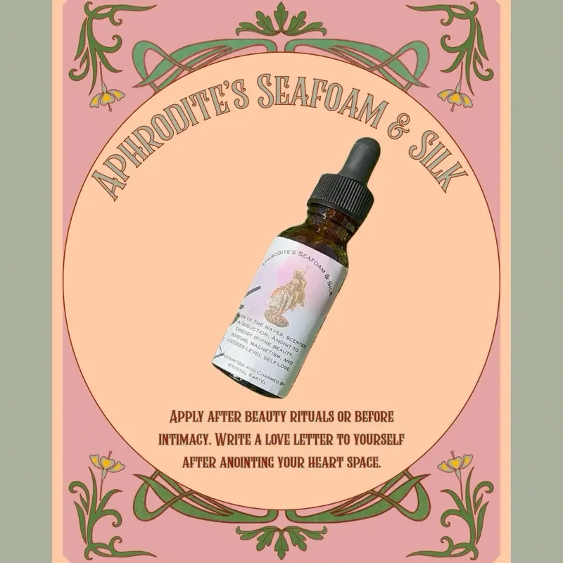 Aphrodite's Seafoam & Silk Ritual Oil - Apply After Beauty Rituals or Before Intimacy - Write a Love Letter to Yourself After Anointing Your Heart Space Radiant Comfort Cosmetic Body Care