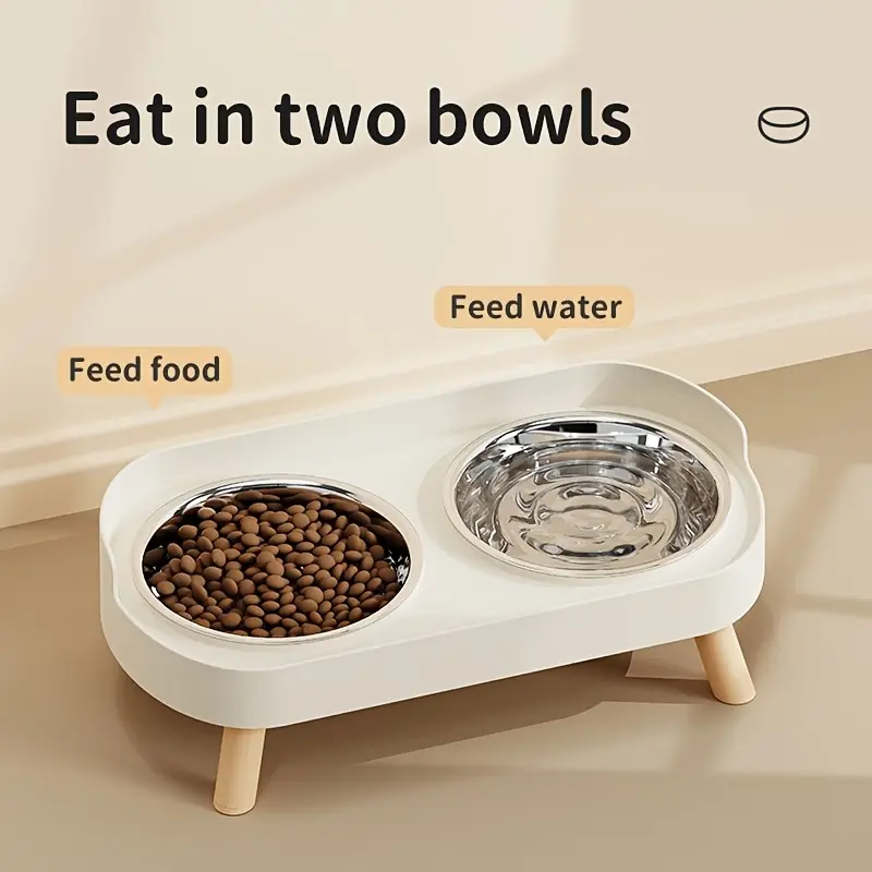 Double Bowl Design Pet Feeding Bowl, Anti-Tip Cat & Dog Drinking Water Feeder, Pet Supplies for Indoor Outdoor Use, Animal Water Bowl, Puppy Bowl