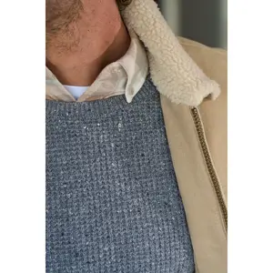 Waffle Crewneck Sweater in Grey