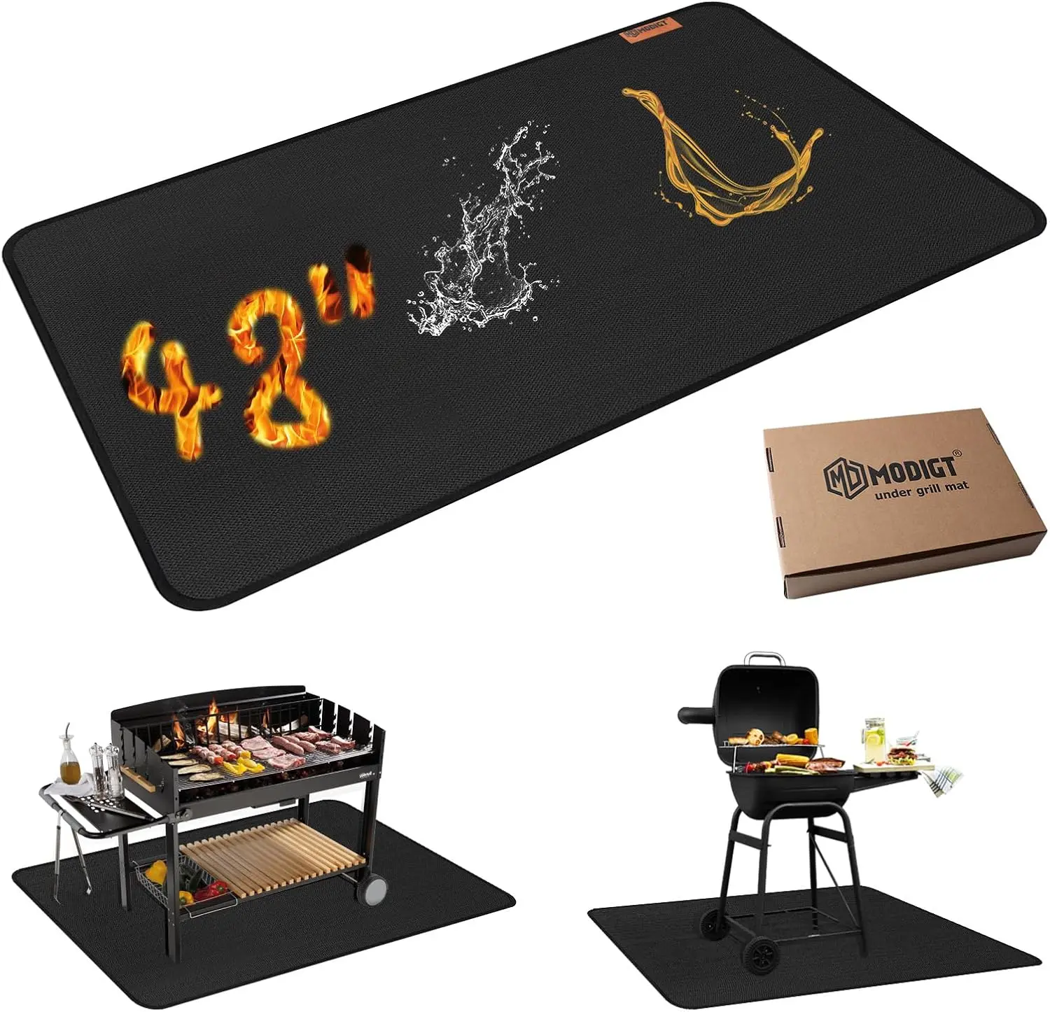 48 ×30 inch Under Grill mat for Outdoor Grill, Double-Side Fireproof & Heat-Resistant Outdoor Grill Mat, Protective Mat for Patio, Courtyard, Tabletop, Outerdoor BBQ Fire Pit Fireplace Mat