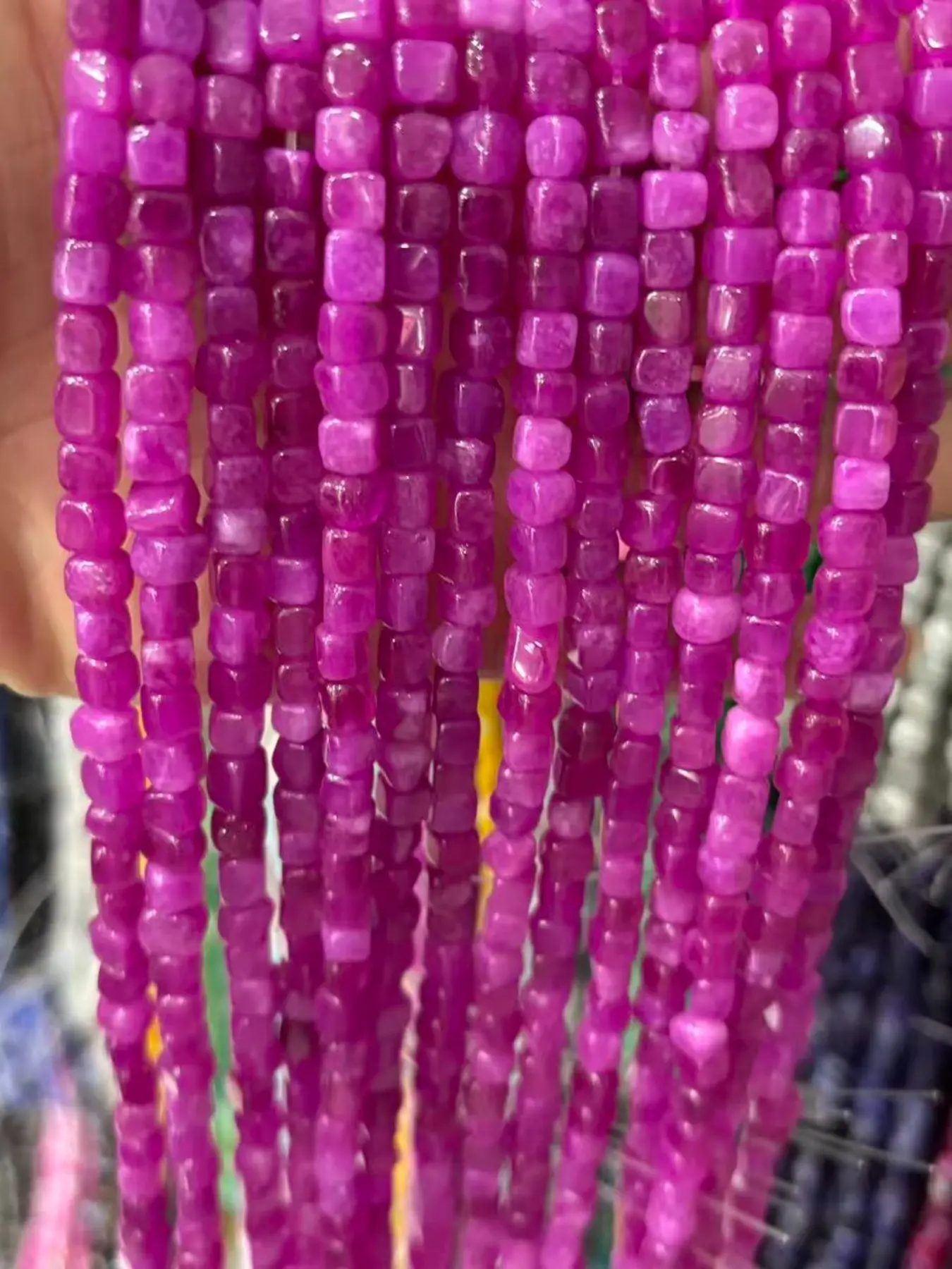 0.6cm Natural Stone Rose Square Beads, Hole Design for Easy Stringing, DIY Jewelry Making, Craft Supplies, Sewing Accessories