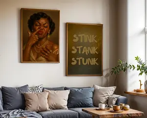 Black Girl Bathroom Wall Art Set Of 2, Stank Face Bathroom Wall Art Black People, Vintage Black Woman Wall Art Print, Stink Stank Stunk Art