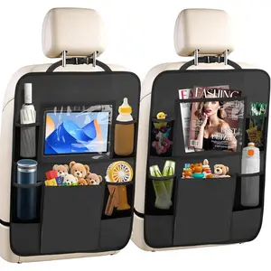 2 Pack Car Backseat Organizer with Touch Screen Tablet Holder 6 Storage Pockets Kick Mats Car Back Seat Cover Protector Travel Accessories for Kids