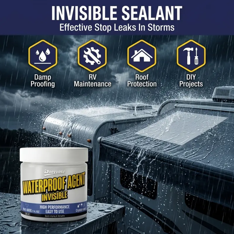Doeyvose - 400g RV Waterproof Sealant - Super Waterproof & Leak-Proof, UV Resistance & Anti-Aging, Permanent Flexible Seal - Outdoor RV Roof, Exposed Sealing Parts, Emergency Leak Repair During Travel, Indoor RV Sealing, Living Area Repair