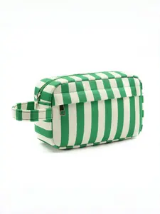 Women's Striped Makeup Clutch Bag, Durable Toiletry Pouch, Boho Style Travel Storage, Perfect for Gifting and Daily Use