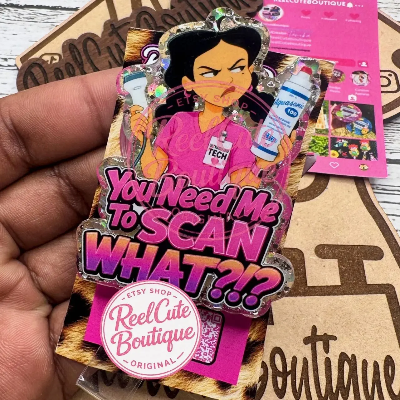 Scan What? Glitter Badge Reel: Funny Nurse ID Holder