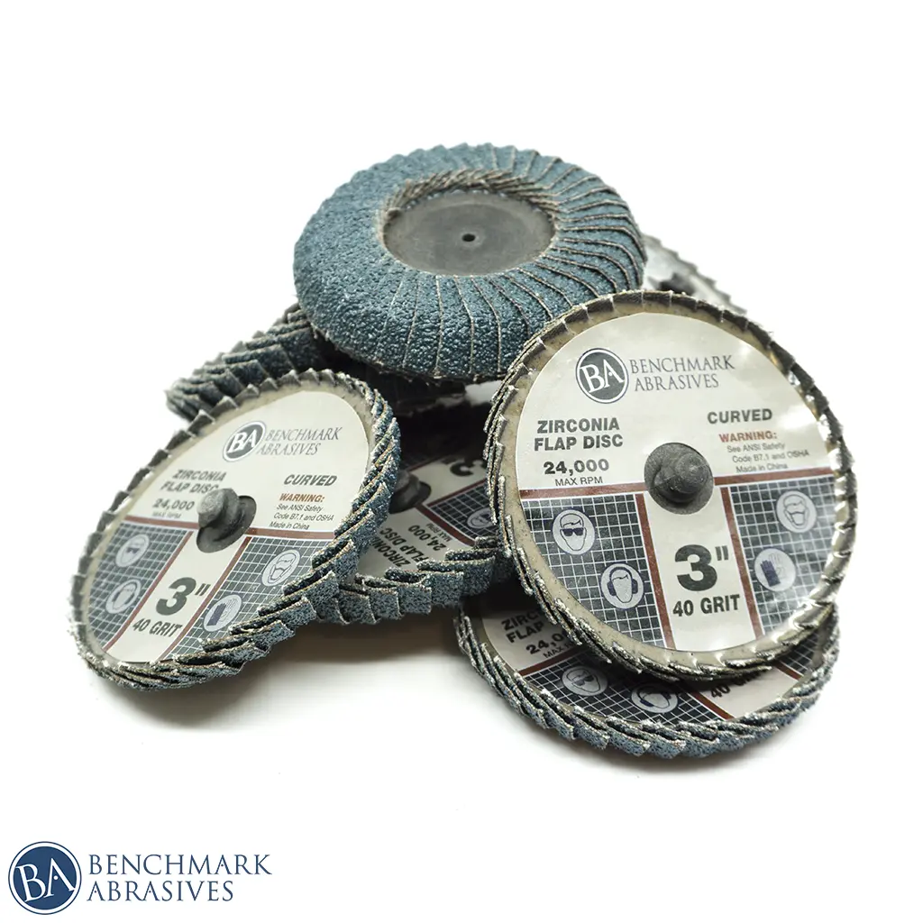 3" Curved Quick Change Zirconia Flap Discs, Mini Abrasives for Grinding, Curved Shape Tool for Deburring Tight Spots