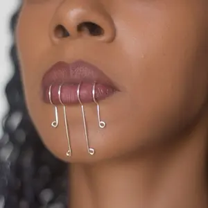 QUINN Lip Cuff Set - Handmade Spiral Wire Lip Cuffs in Gold Silver Bronze Rose Gold & Raw Copper - Adjustable Non-Piercing Fashion Jewelry for Alternative & Goth Glam Styles