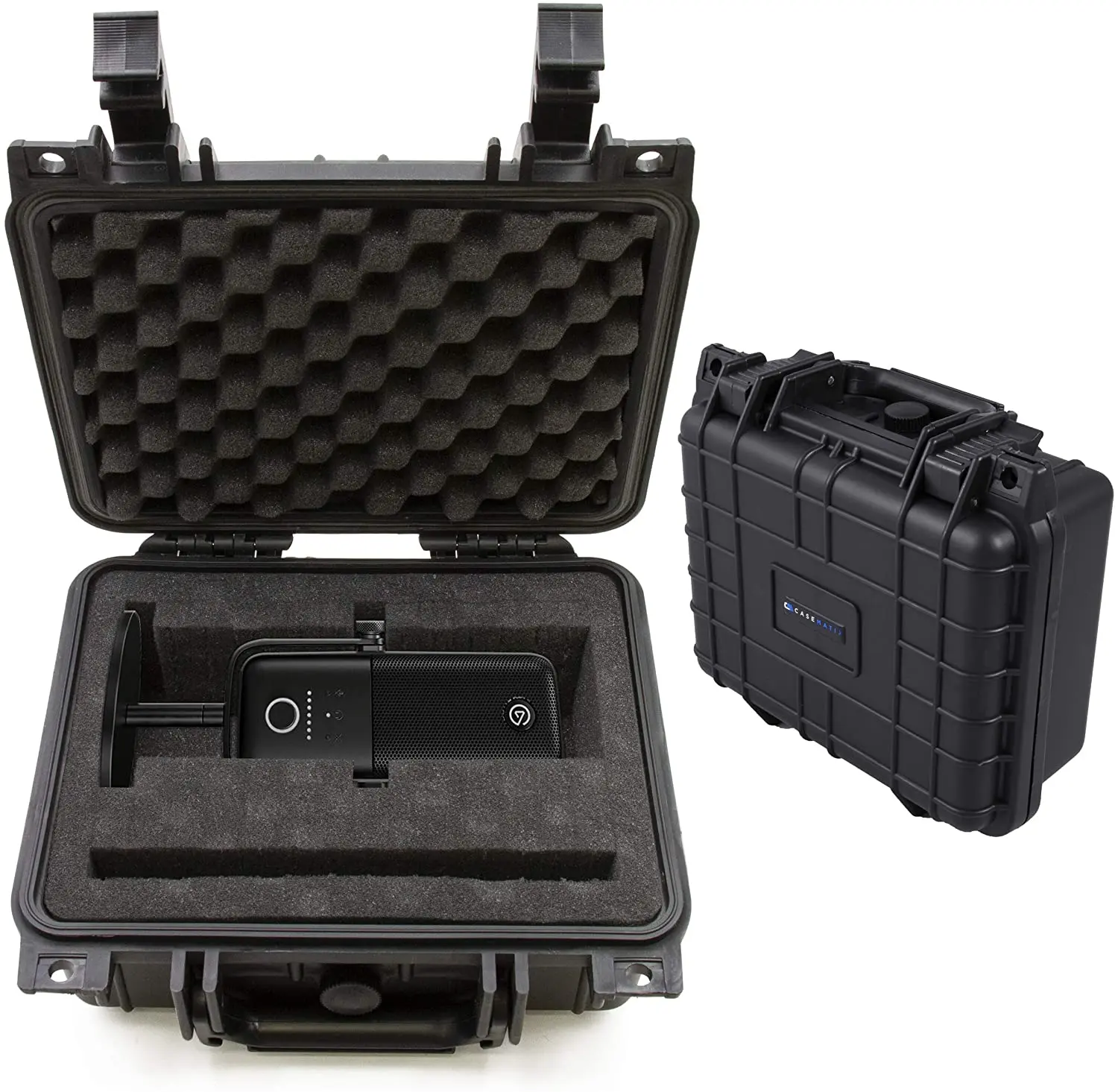 CASEMATIX Travel Case Compatible with Elgato Wave 1 & Wave 3 USB Microphone - Hard Shell Waterproof Condenser Microphone Case with Customizable Foam Interior and Padlock Rings - Protection