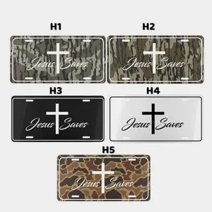 Jesus Saves Camo License Plate 12 x 6 100% Aluminum Custom Vanity Plate with 4 Pre-Drilled Holes Assembled in USA Personalized Decor High-Grade Aluminum Coated Steel Rustproof Fade-Resistant