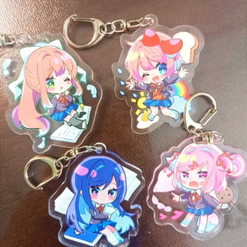 Sayori & Yuri Anime Keychain – Natsuki, Monika Keychains for Men and Women, Kawaii Cartoon Fashion Acrylic Figure, Doki Doki Literature Club
