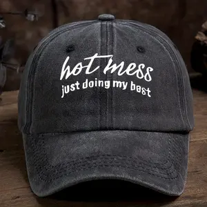 Hot Mess Printed Baseball Cap Vintage Washed Distressed Dad Hat Casual Sun Hat for Women and Men summerwins,summerwins
