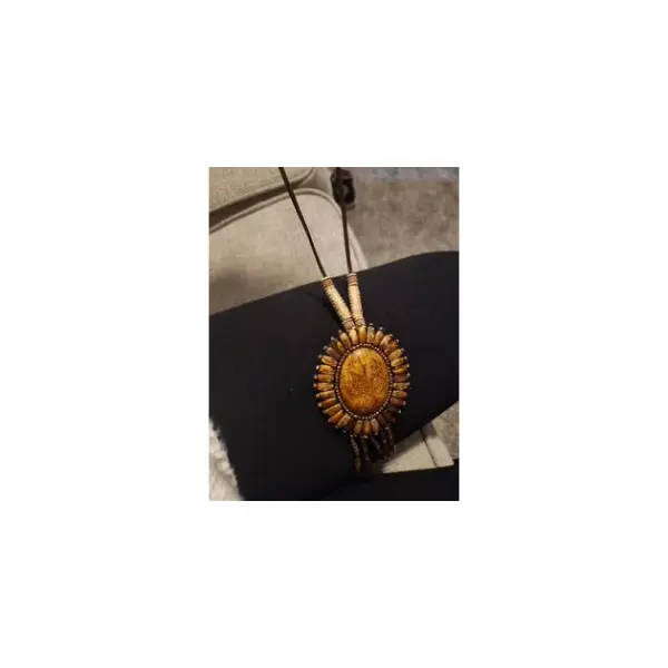 Sunflower Shape Beaded Necklace Boho Style Colorful Resin Sweater Chain