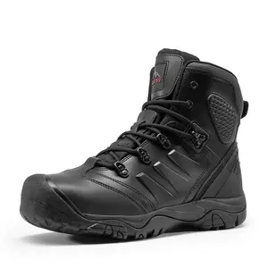NORTIV8 Men's Waterproof Steel Toe Cap Work Boots Worker Black Boots for Men and work boots for men Footwear Boy Tactical Shoes Closed Walking Shoes