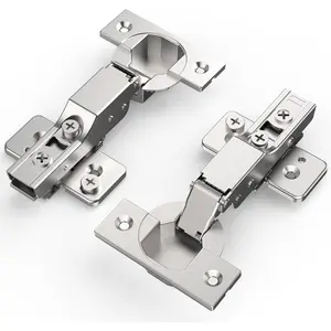 20 Pack Frameless Half Overlay Soft Close Concealed Hinges, Nickel, Self Closing, 105° Open Angle 3D Adjustment, Stop 85 & 105 Degrees, Clip On, Stainless for Cabinet Door