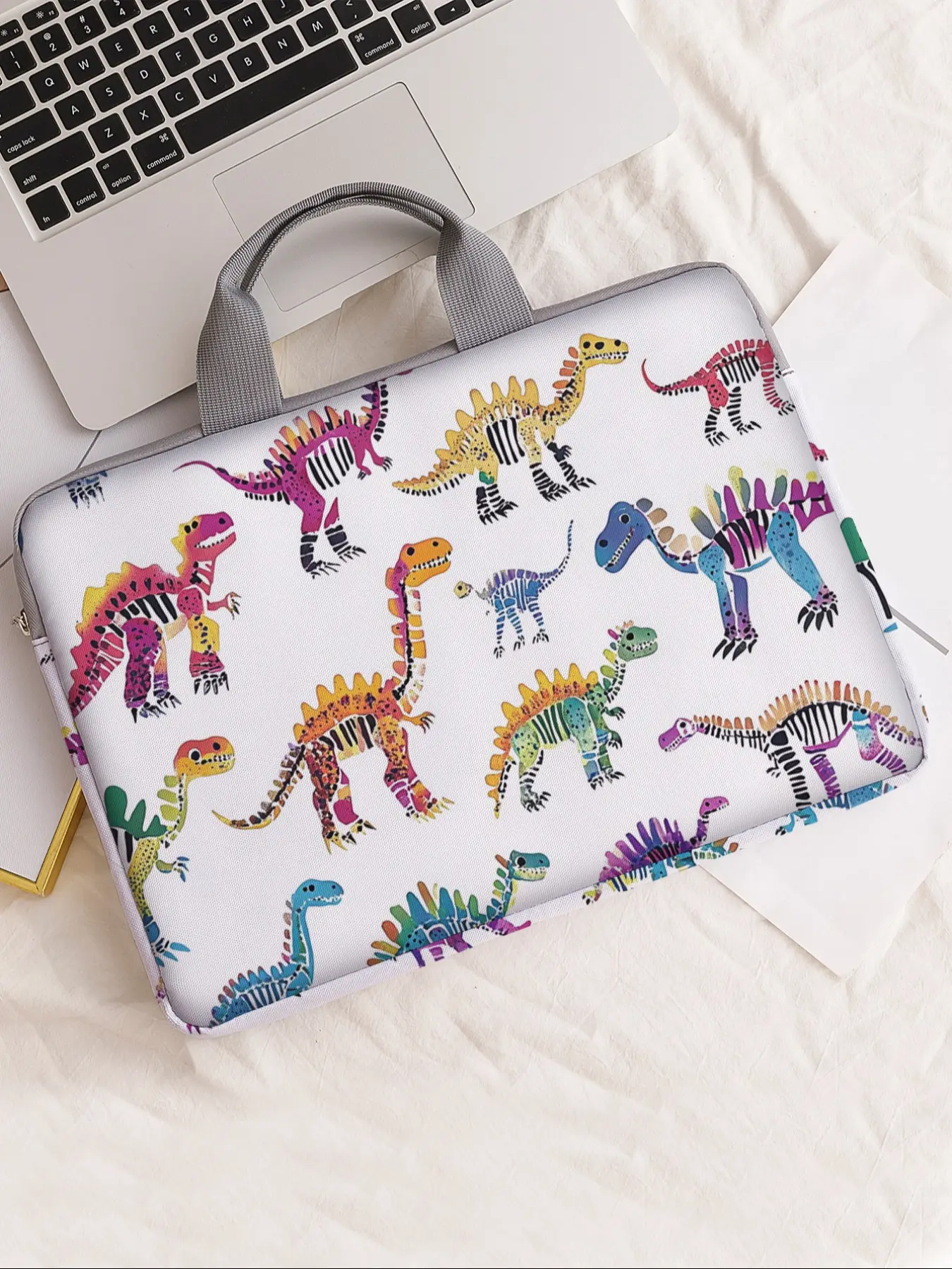 Dinosaur Pattern Printed Notebook Cover, Soft Laptop Sleeve, Fits ...