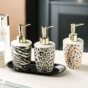 Ceramic Leopard Print Soap Dispenser – Black & White Lotion Bottle