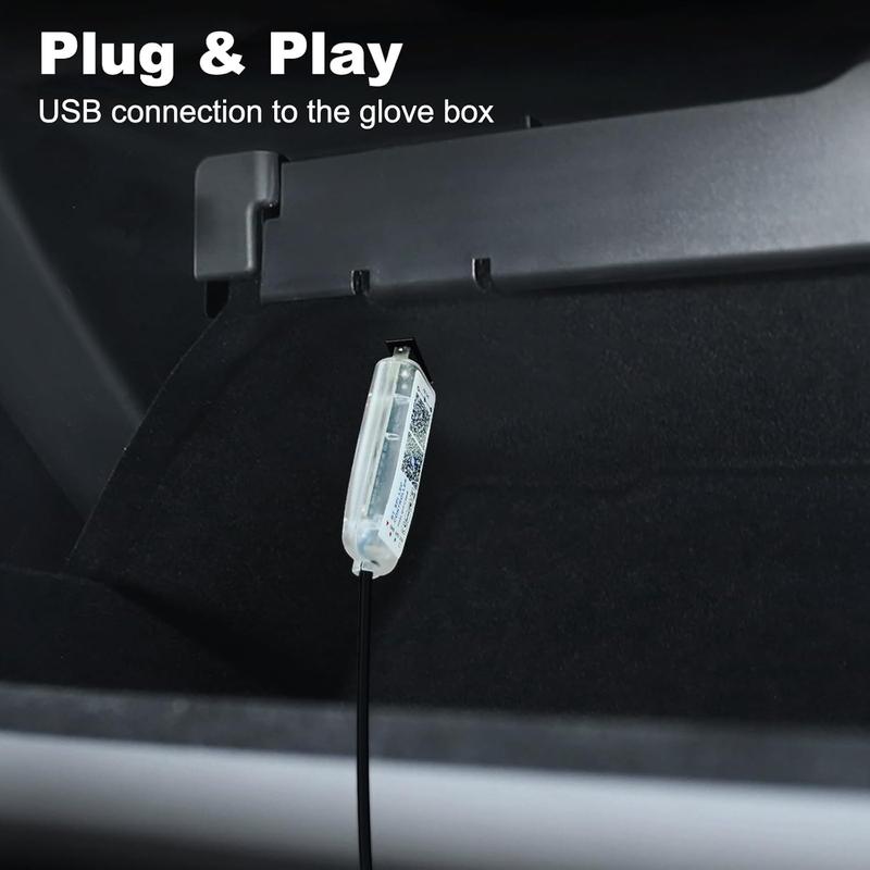 Acrylic Car LED Light, 43.3 in. Universal Car Light with LED Interior Lights, with USB Port, App Control, Music Sync, 146 LEDs Interior Lights, Perfect Gift for Women and Men