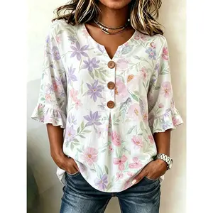 Elegant Floral Tunic for Women ✨   Boho Inspired Casual Top with Soft Lightweight Fabric