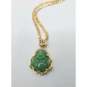 Jade Buddha pendant necklace green