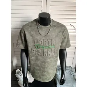 Steel Stamp Letter Short Sleeve T-Shirt for Men and Women Summer American Retro Suede Ins Trendy Loose Plus Size Half Sleeve Tee