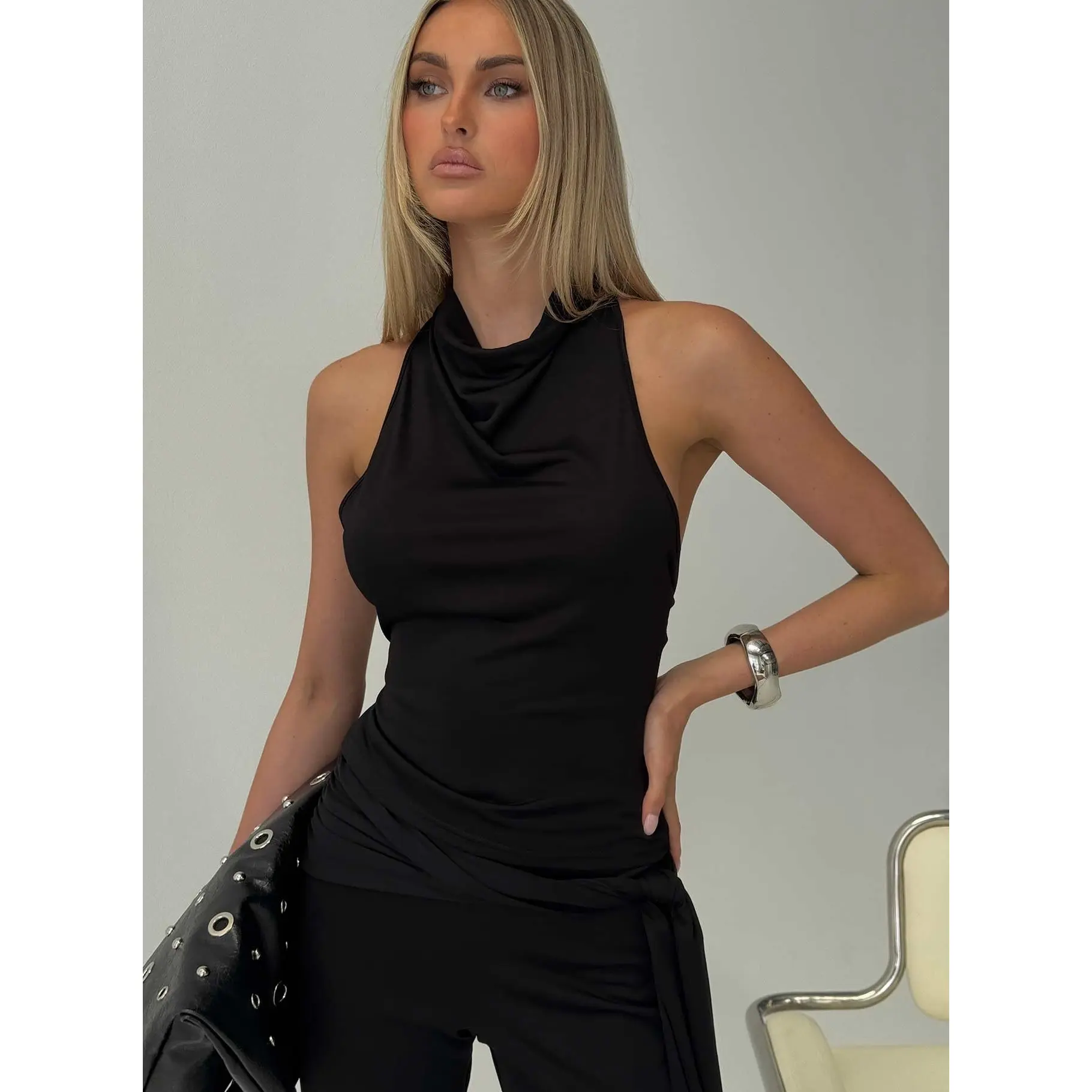 Black cowl neck plt top - TikTok Shop