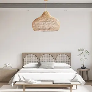 Charlotte Rattan Pendant Light - Bohemian Lampshade, Rattan Light Fixture, Bamboo Pendant Lighting, Rattan Furniture, Hanging Lamp