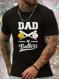 Dad Of Ballers Baseball & Softball Player Gift For Dad Graphic Tee Men's T-Shirt