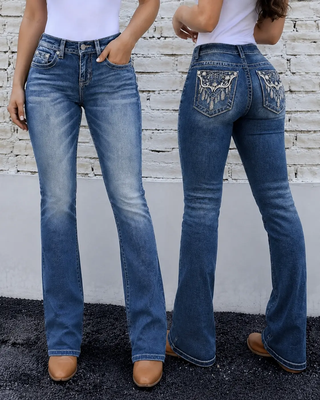 Slim Fit Tummy Tuck Bootcut Jeans for a Modern Look - Smooth Fit & Classic Style - Ideal for Fashion-Forward Individuals - Womenswear
