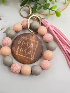 Dmk Beaded Keychain Bracelet, Boho Style Multi-Color Beads, Unisex Accessory, Perfect Gift for Birthdays & Parties