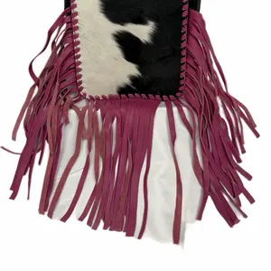Pink Fringe Cowhide Crossbody