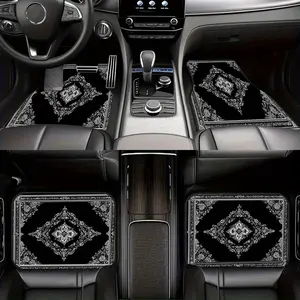 4-Piece beautifully patterned car floor mats, Car Interior Accessory, keep the car clean, fashionable and durable, add personality, suitable for all models, universal models