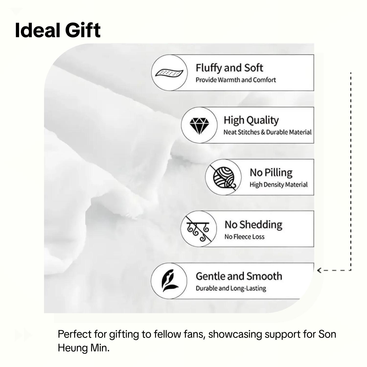 Son Heung Min Graphic Throw Blanket - Polyester Fleece Football Star Blanket with Player Image, Sporty Look Korean Fan Gift for Indoors Outdoors