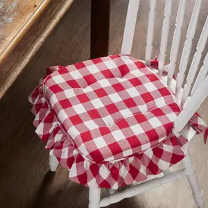 Cherry Ann Check Ruffled Chair Pad