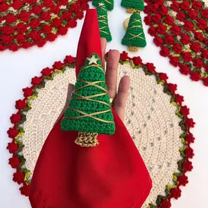 Peres & co. - Placemats - Christmas Table set Coasters Tableware Crochet Circular Napkin