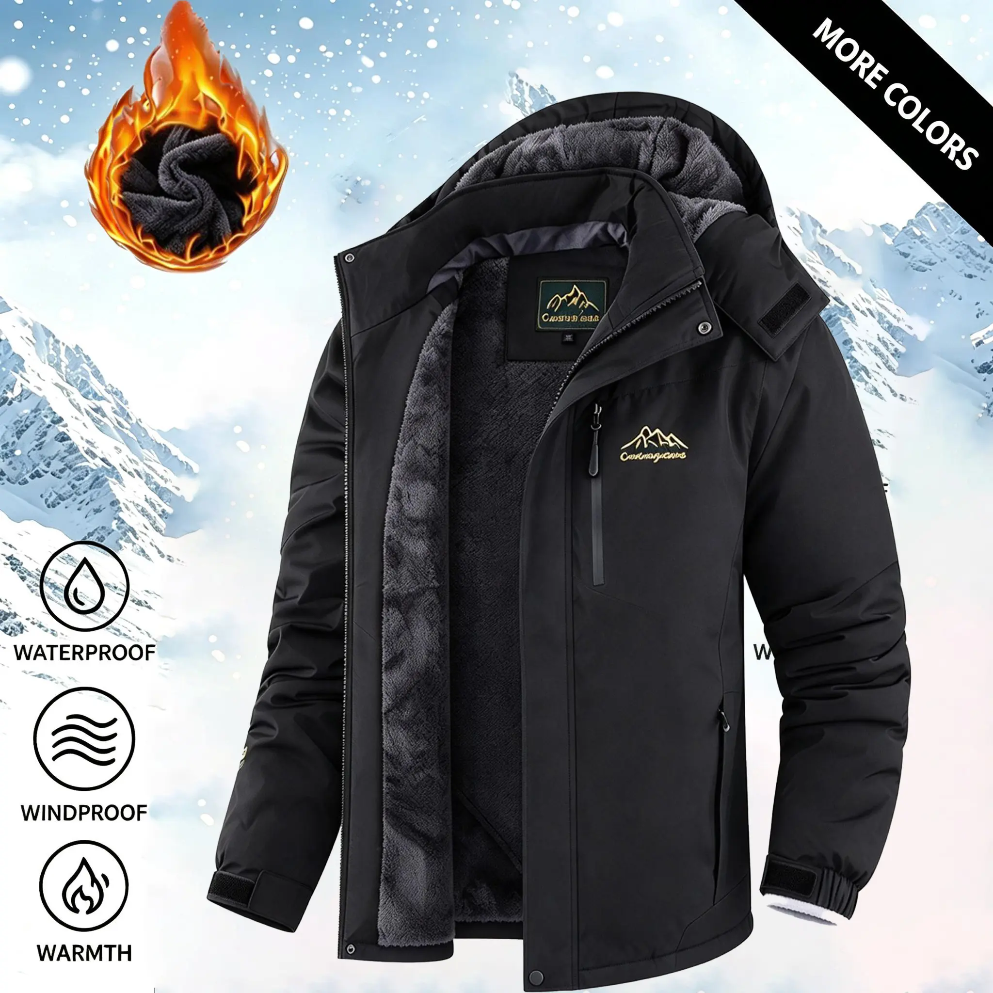 Men’s Thermal Lined Insulated Winter Coat, Wind Resistant Shell Fabric, Secure Zippered Storage Pockets, Heavy Warm Inner Layer, Water Repellent Outerwear, Rugged Cold Weather Jacket for Skiing, Hiking & Everyday Outdoor Adventures