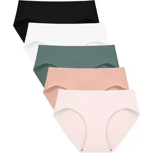 No Show Underwear for Women Seamless High Cut Briefs Mid-waist Soft No Panty Lines,Pack of 5