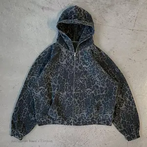 Gothic Leopard Print Hoodie, Vintage Regular Zipper Winter New Style, Unisex Couple Casual Top, Sweatshirt!! !